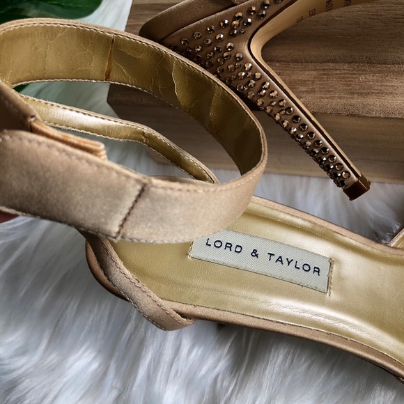 Lord & Taylor Rhinestoned Satin Ankle Strap Heels - Picture 10 of 10